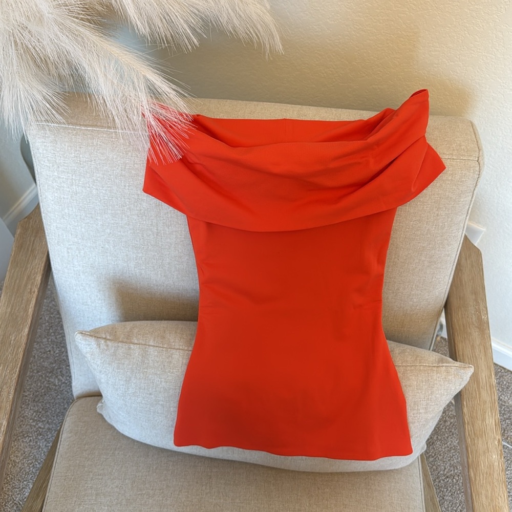 Elegant Aritzia Off-Shoulder Women's Top- Orange